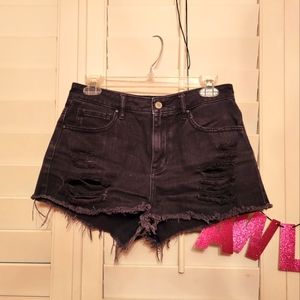 Black jean shorts
